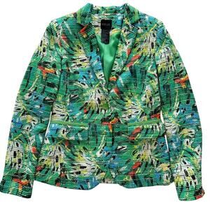 Madeleine Tweed Ladies Blazer Green Floral Multi Size 4 Spring Summer Suiting